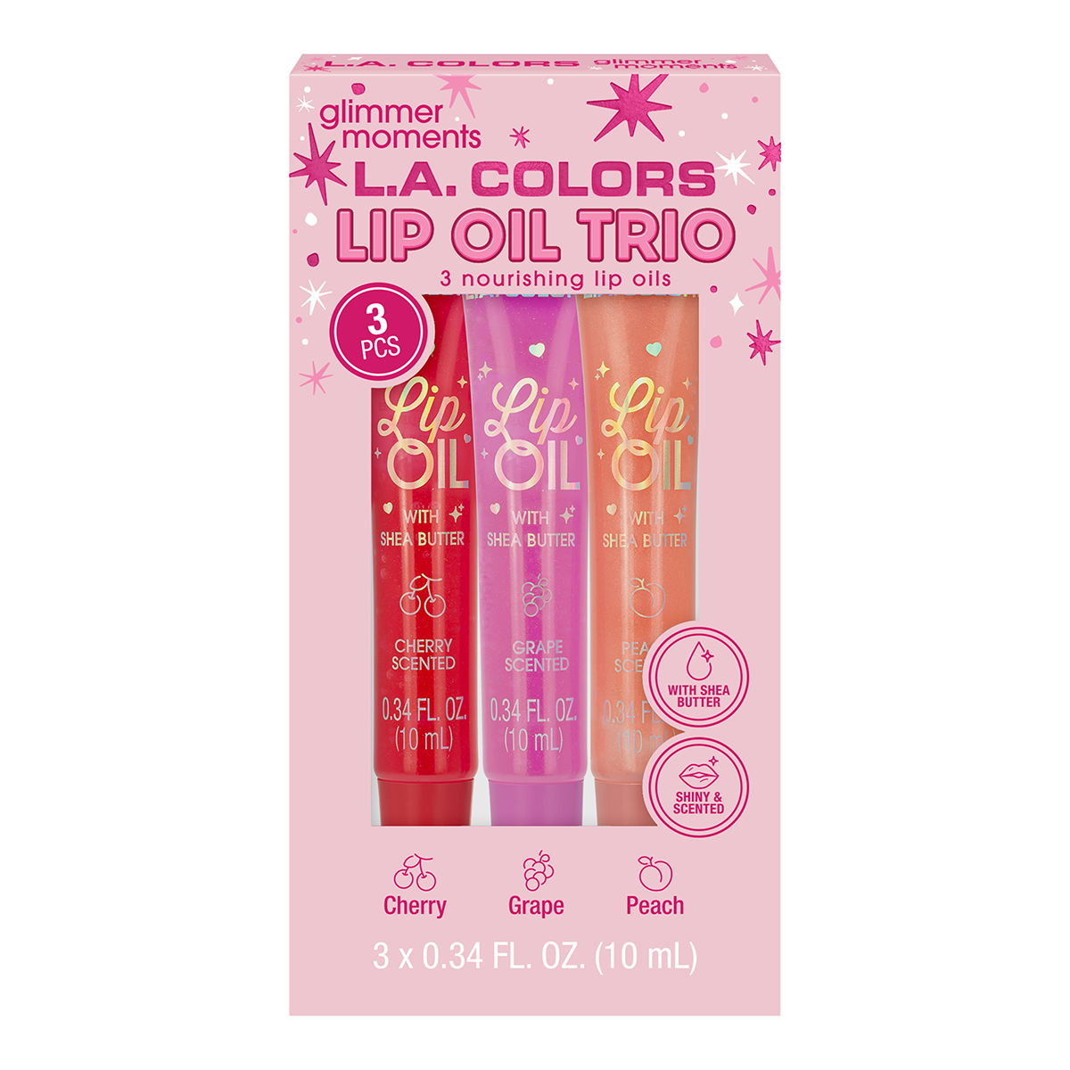 Set L.A. Colors Trio de Aceite de Labios Lustrous Gloss 2025