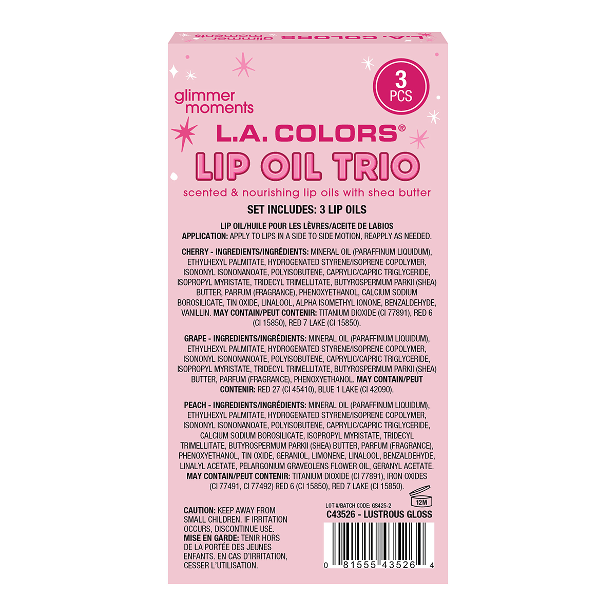 Set L.A. Colors Trio de Aceite de Labios Lustrous Gloss 2025