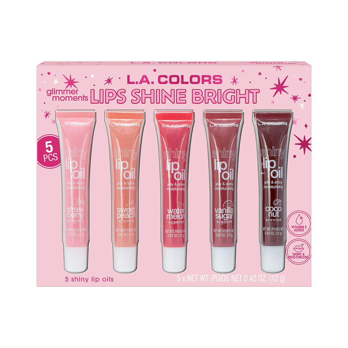 Set L.A. Colors Aceites de Labios Shine Bright 5pcs 2025