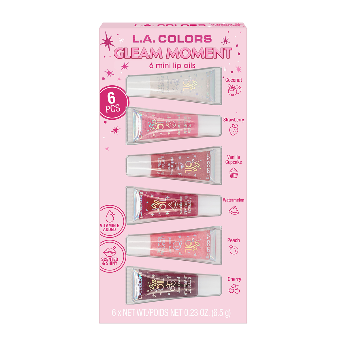 Set L.A. Colors Brillos de Labios Gleam Moment 6pcs 2025