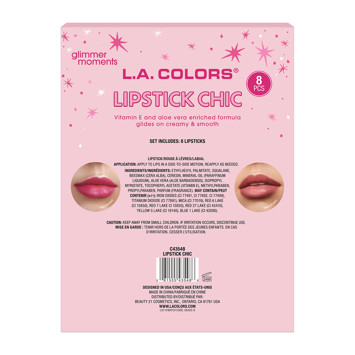 Set De Navidad L.A. Colors Labiales Lipstick Chic 8pcs 2025