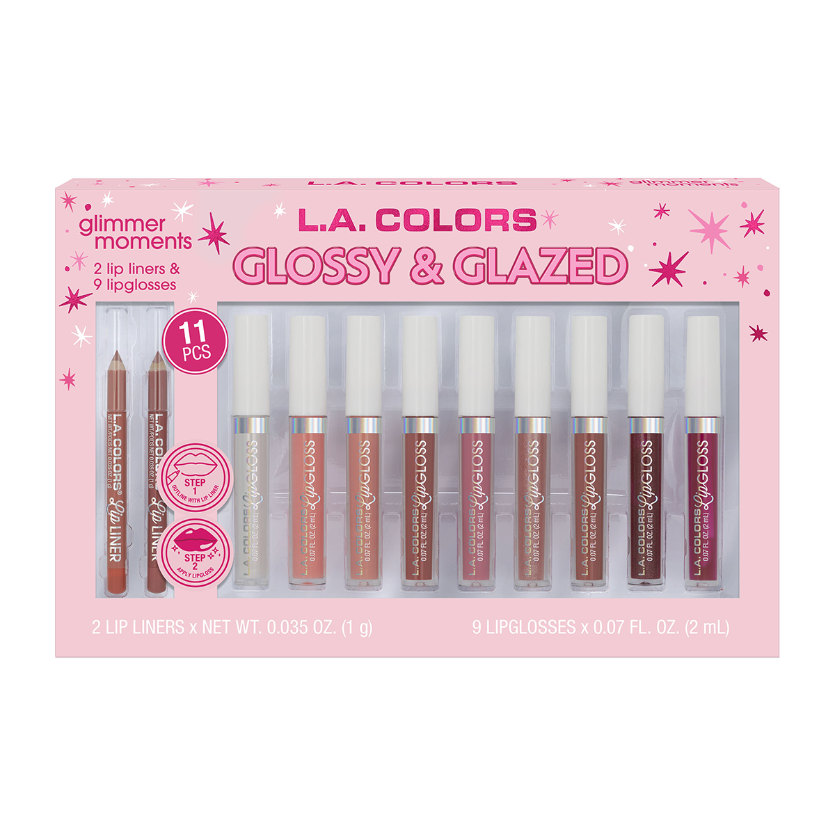 Set L.A. Colors Brillos de Labios Glossy & Glazed 9pcs 2025