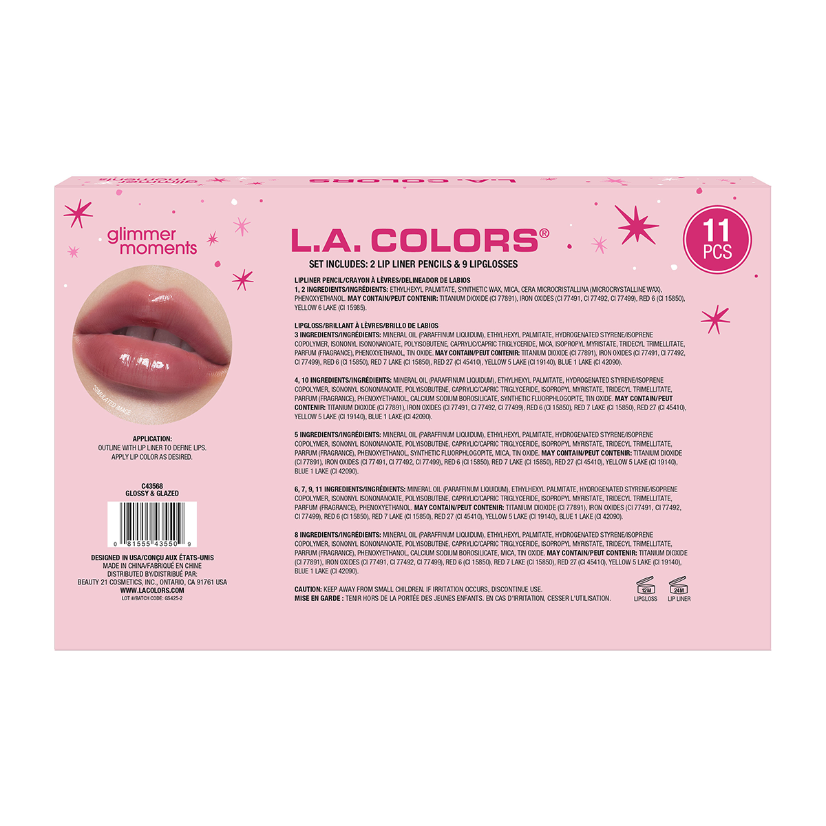 Set L.A. Colors Brillos de Labios Glossy & Glazed 9pcs 2025