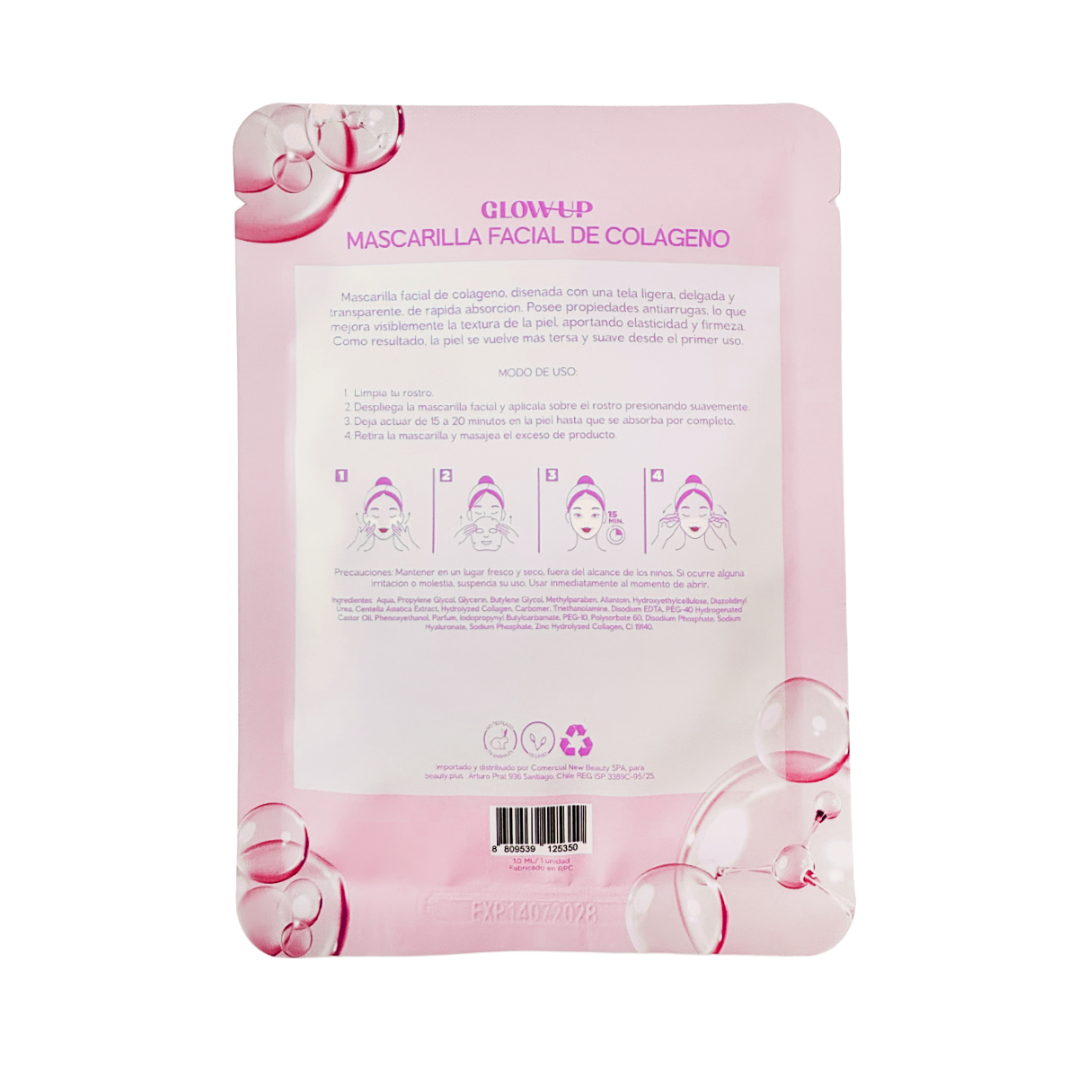 Mascarilla Facial Glow Up Colágeno 30ml