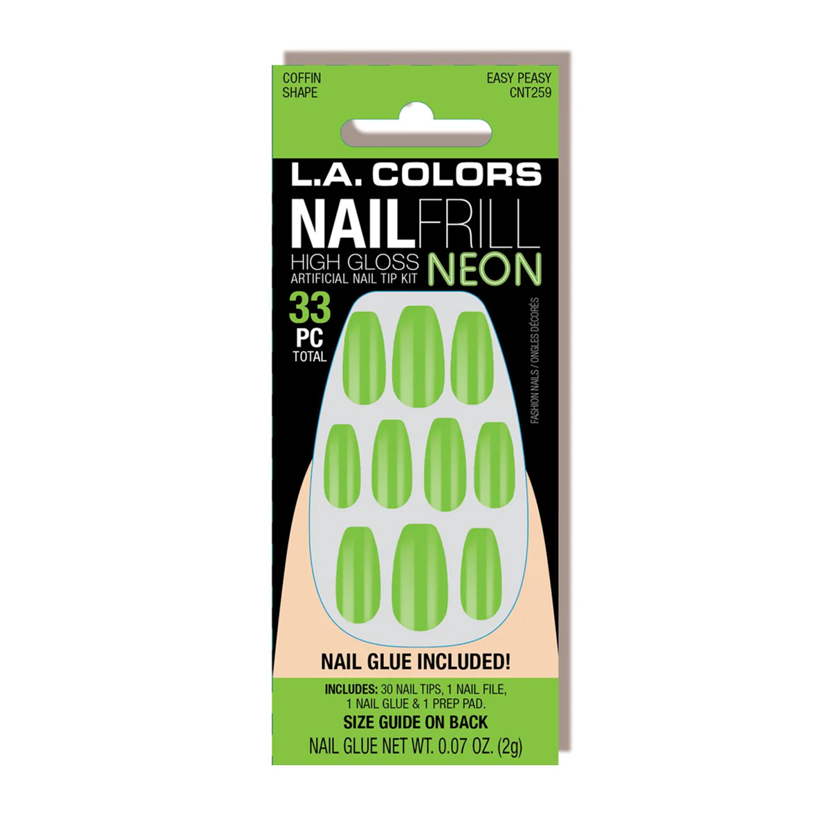 Uñas Postizas L.A. Colors Nail Frill Neon Easy Peasy