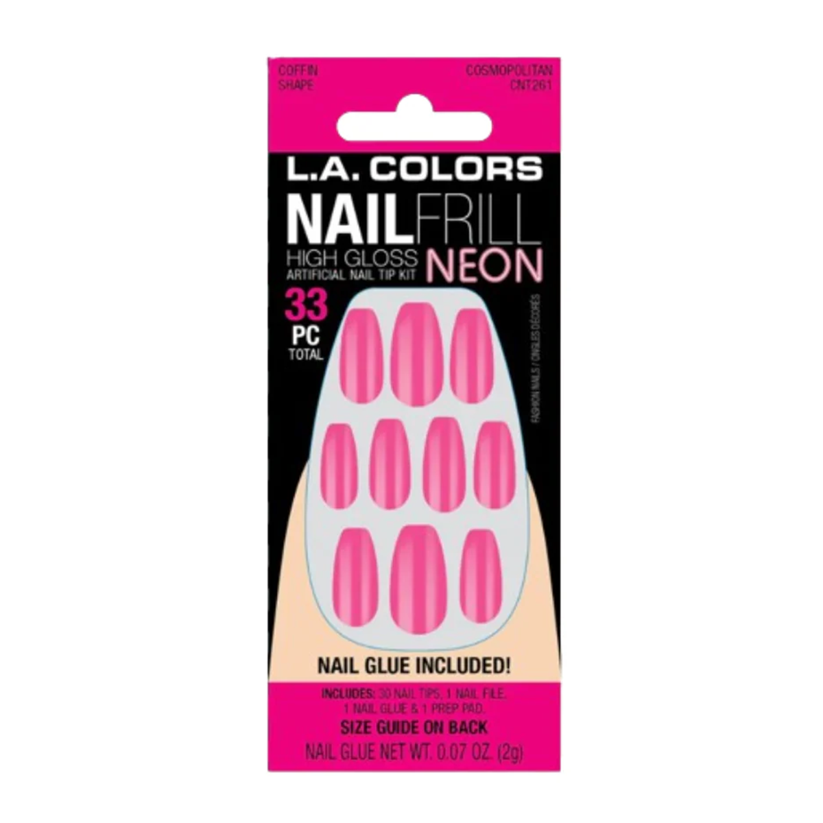 Uñas Postizas L.A. Colors Nail Frill Neon Cosmopolitan