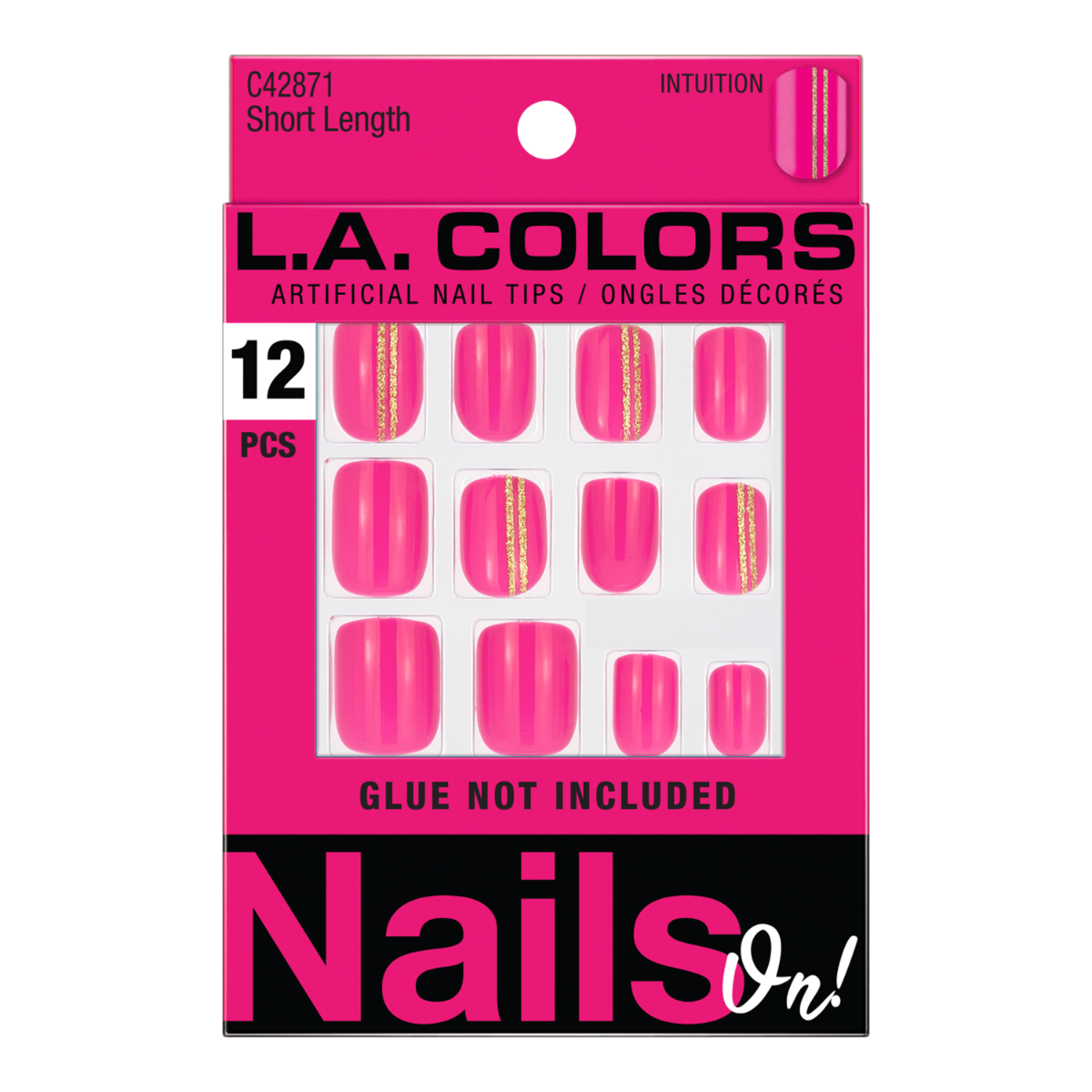 Uñas Postizas L.A. Colors Nails On! Cortas Intuition