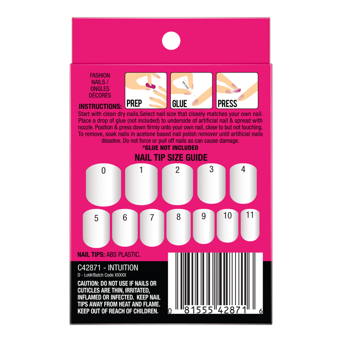 Uñas Postizas L.A. Colors Nails On! Cortas Intuition