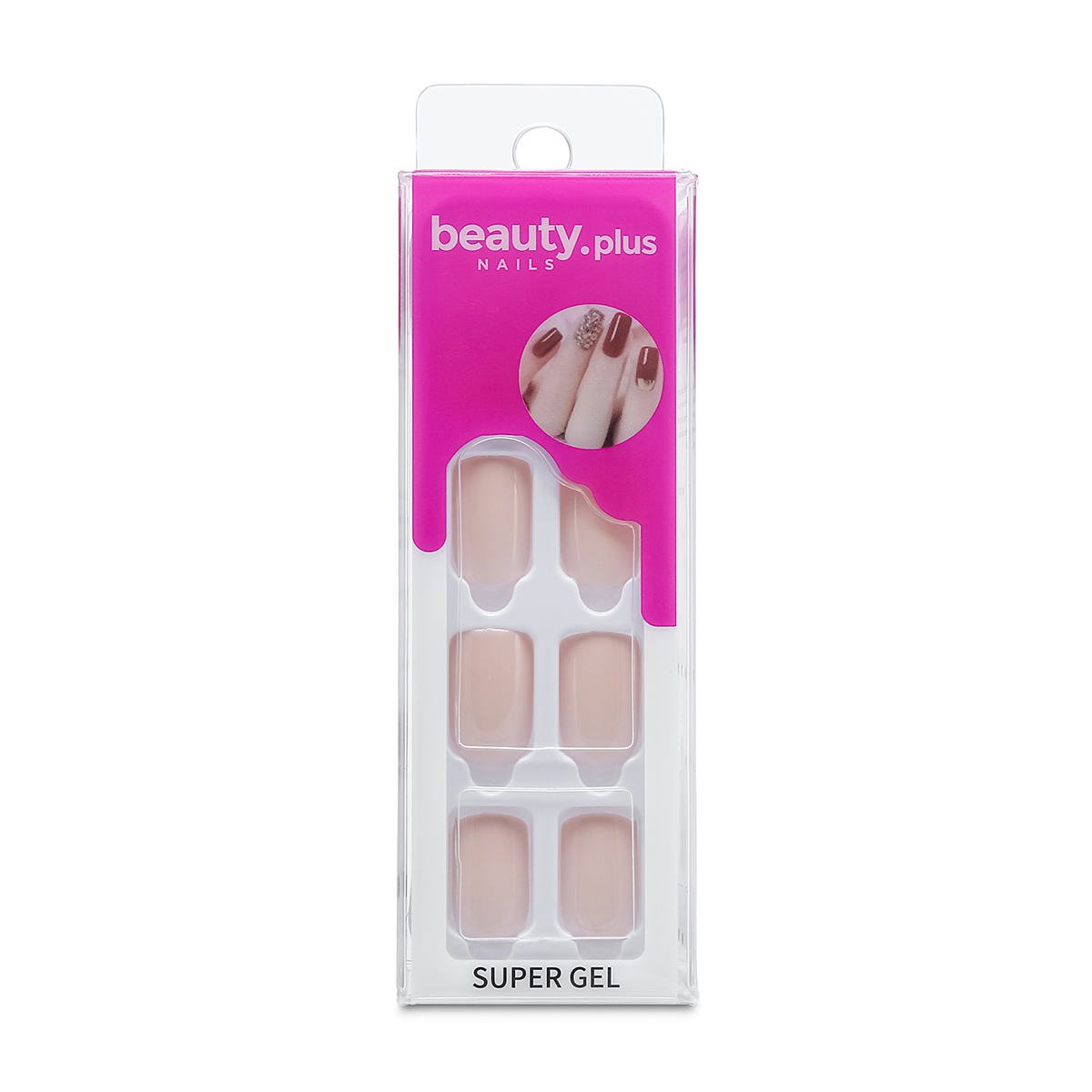 Uñas Postizas Beauty Plus Press On Super Gel Nude Pink