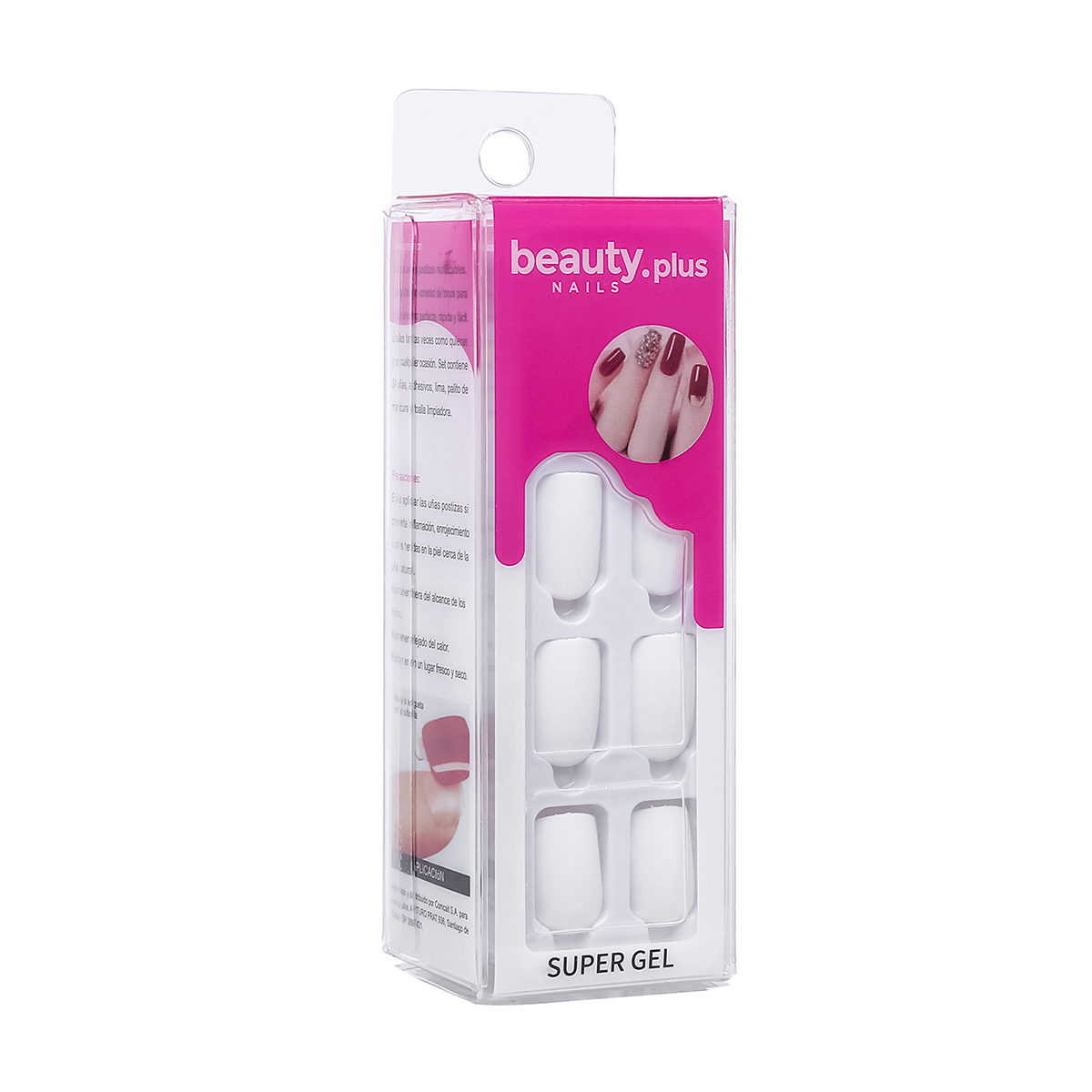 Uñas Postizas Beauty Plus Press On Super Gel Matte White