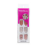 Uñas Postizas Beauty Plus Press On Super Gel Nude Glitter