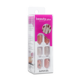 Uñas Postizas Beauty Plus Press On Super Gel Nude Glitter