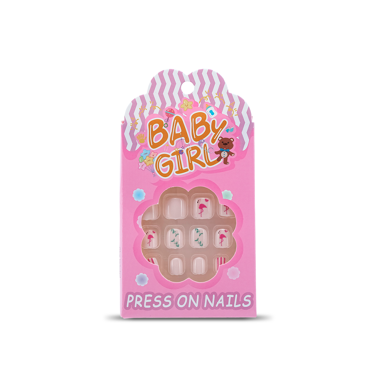 Uñas Postizas Press On Para Niñas Chic Flamingos