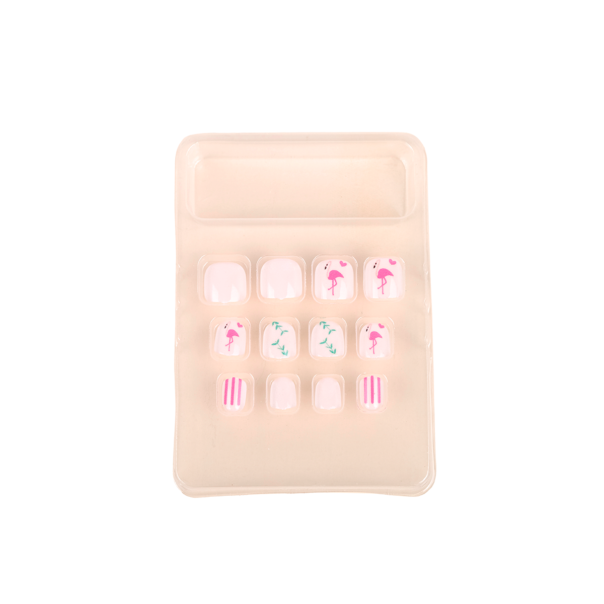 Uñas Postizas Press On Para Niñas Chic Flamingos
