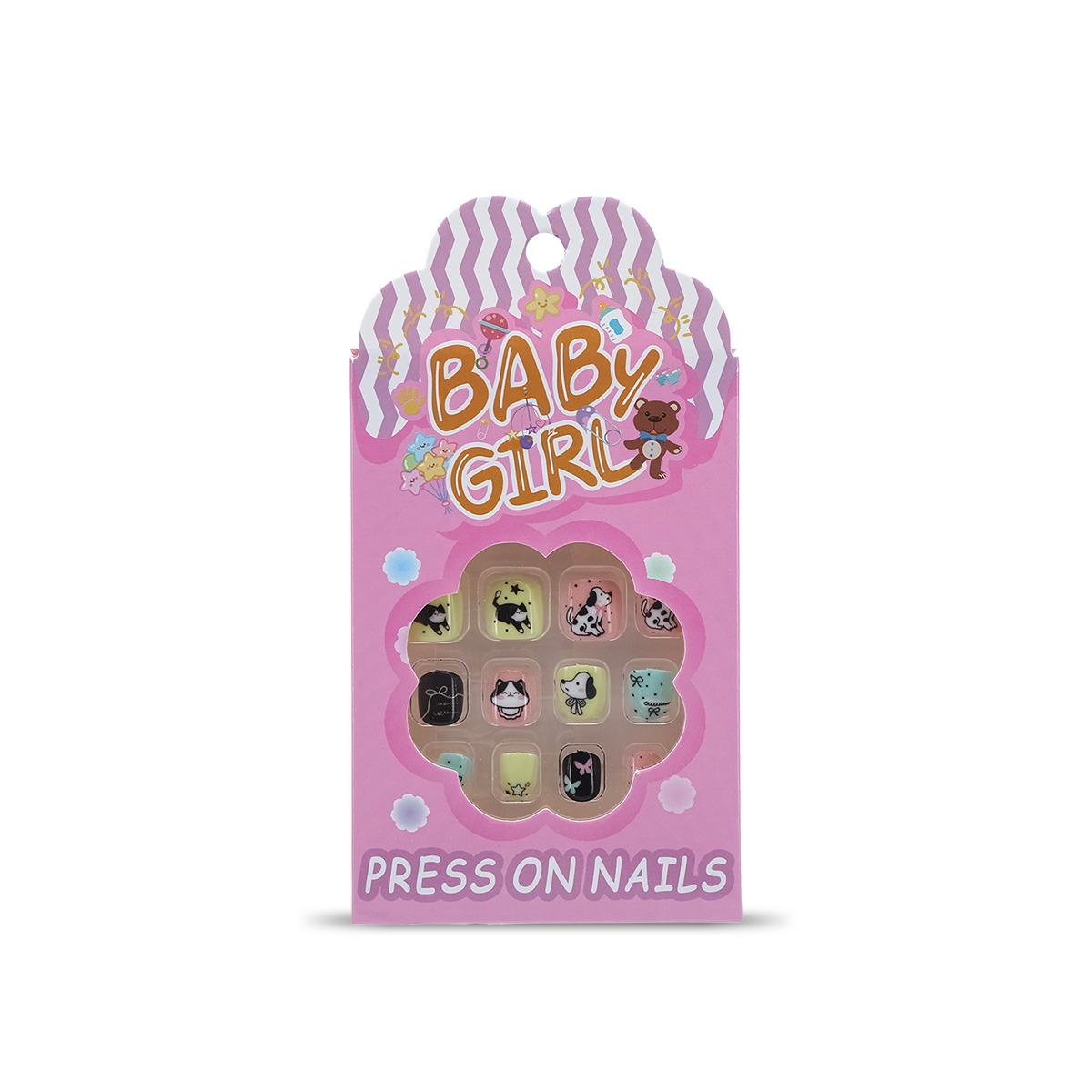 Uñas Postizas Press On Para Niñas Kitty & Puppy