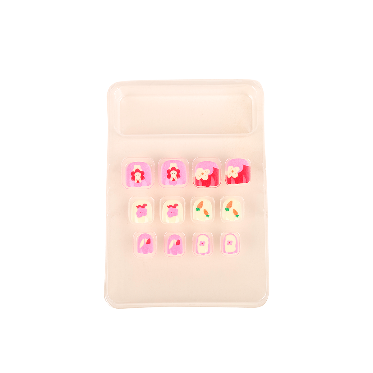 Uñas Postizas Press On Para Niñas Floral Bunny