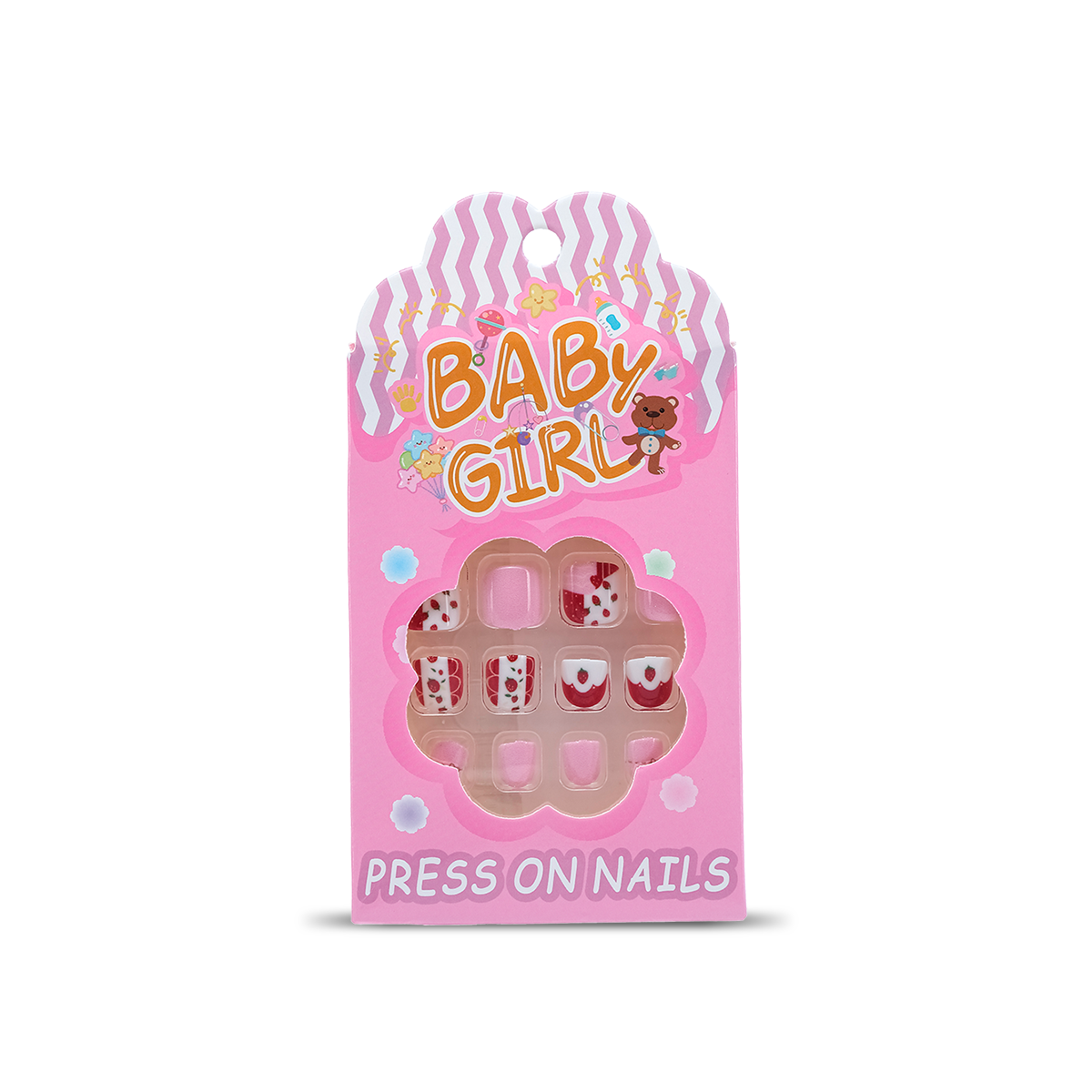 Uñas Postizas Press On Para Niñas Sweet Strawberry