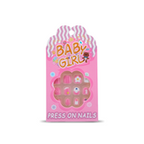 Uñas Postizas Press On Para Niñas White Kitty Floral