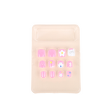 Uñas Postizas Press On Para Niñas White Kitty Floral