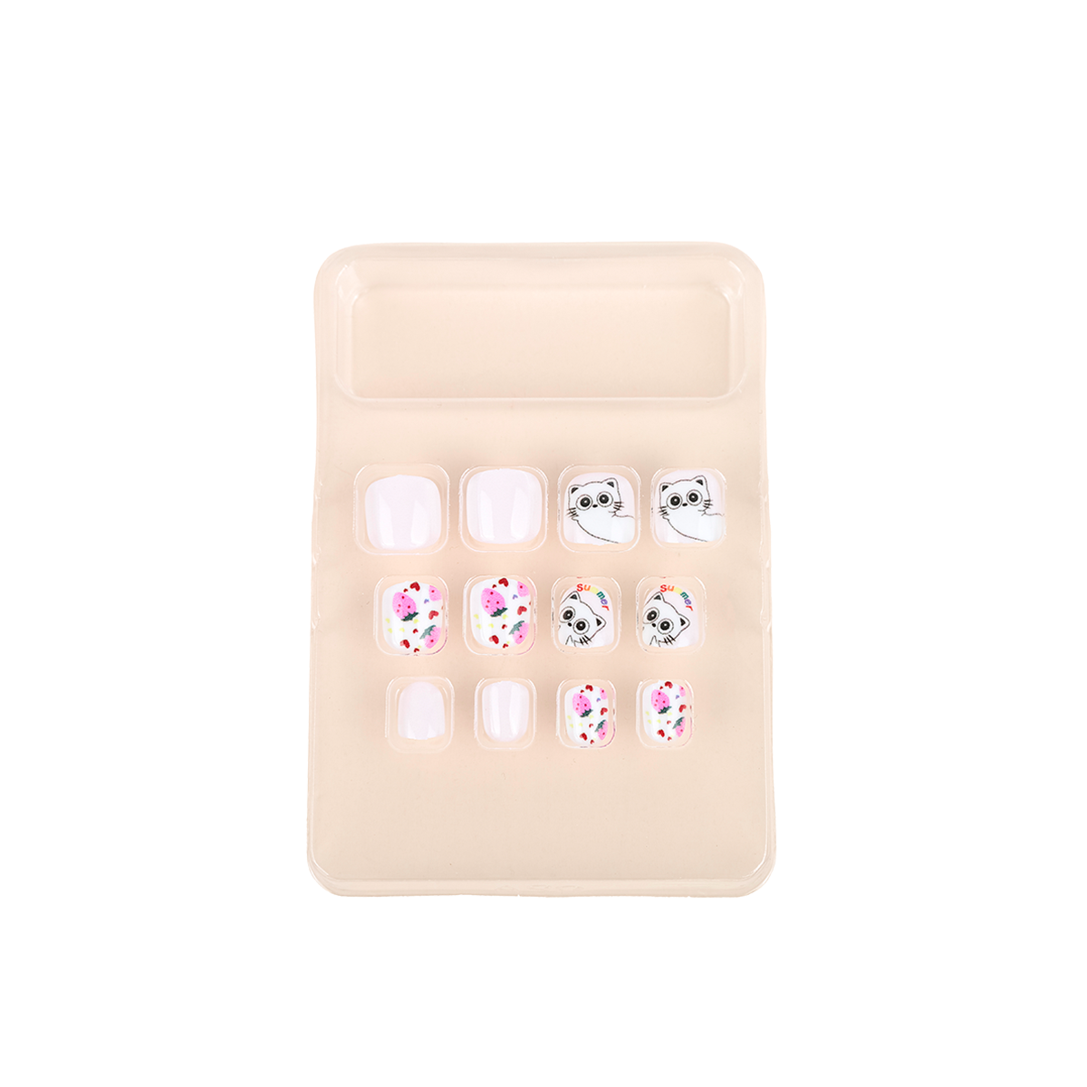 Uñas Postizas Press On Para Niñas Strawberry Kitty