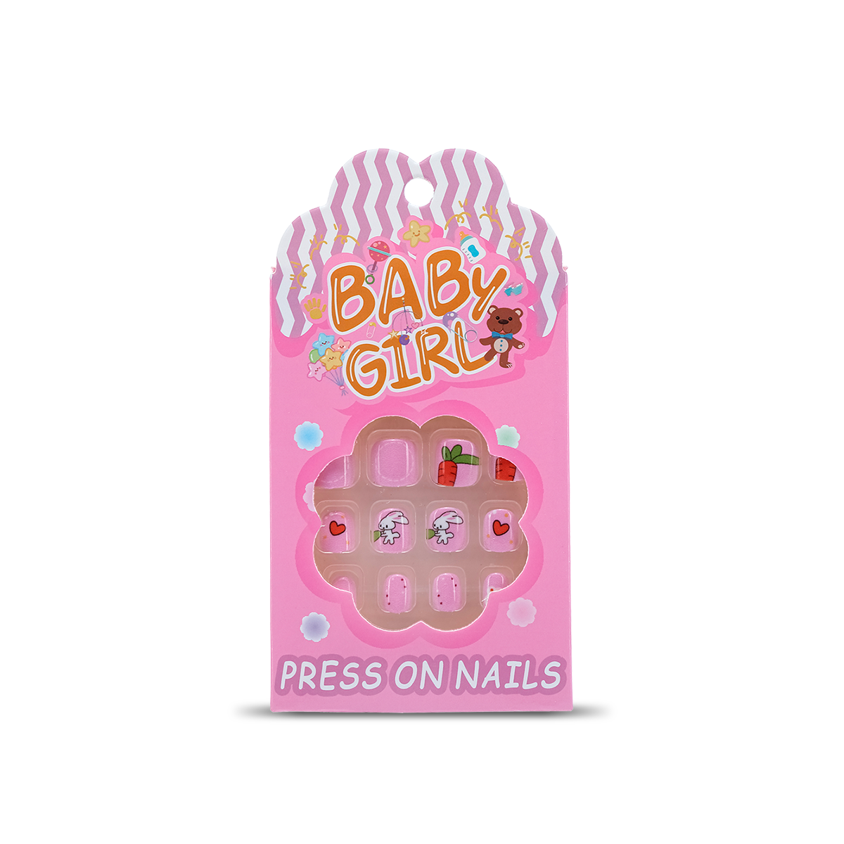 Uñas Postizas Press On Para Niñas Carrot Bunny