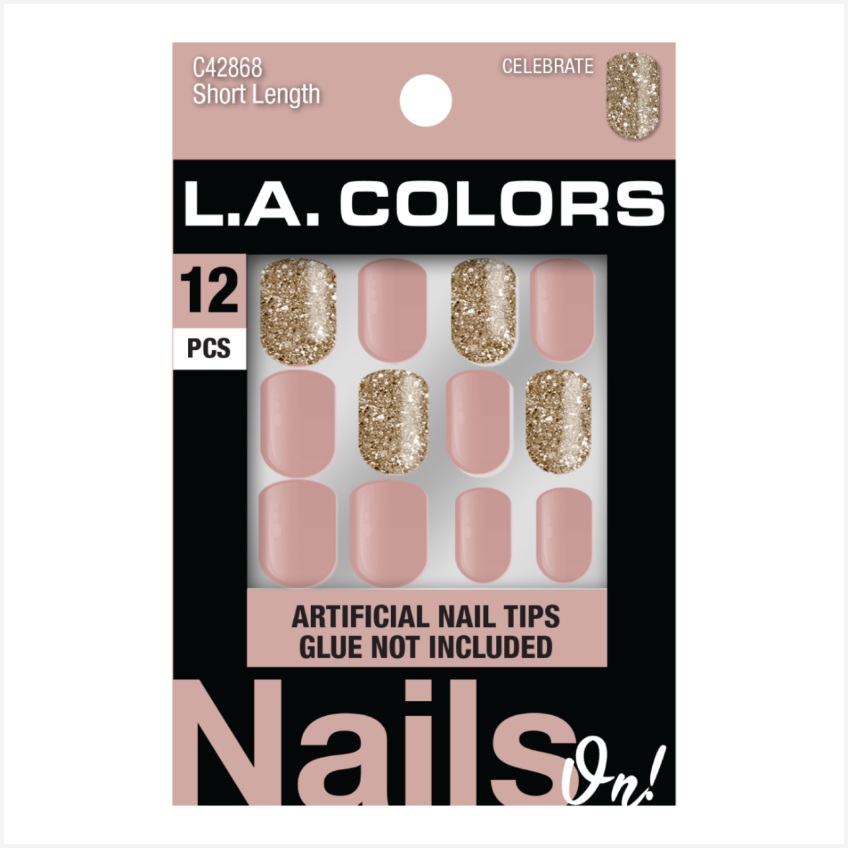 Uñas Postizas L.A. Colors Nails On! Cortas Celebrate