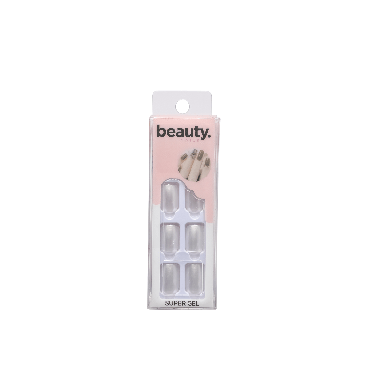Uñas Postizas Beauty Plus Press On Super Gel Pearl White - Uñas Postizas